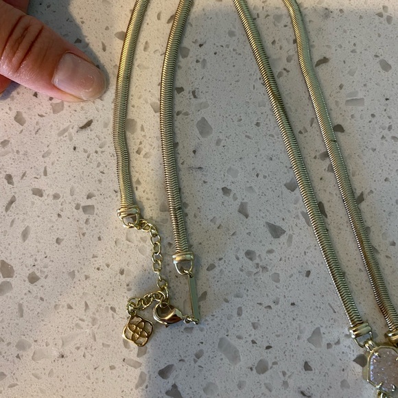 Kendra Scott Starla Necklace- Gold with Iridescent Drusy - Picture 4 of 6